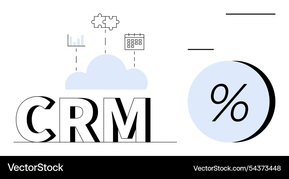 Crm symbols below cloud with scattered data Crm symbols below cloud with scattered data vector image