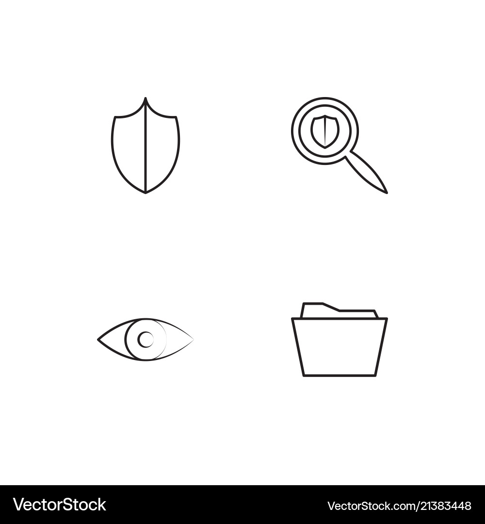 Cyber security linear icons set simple outline vector image