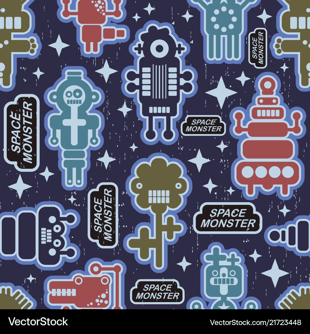 Endless pattern with funny monsters from the space Endless pattern with funny monsters from the space vector image