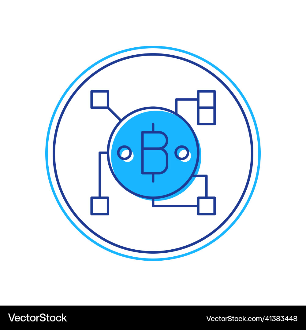 Filled outline blockchain technology bitcoin icon vector image