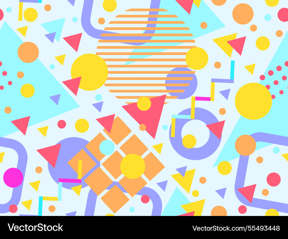 Geometric seamless pattern with memphis elements Geometric seamless pattern with memphis elements vector image
