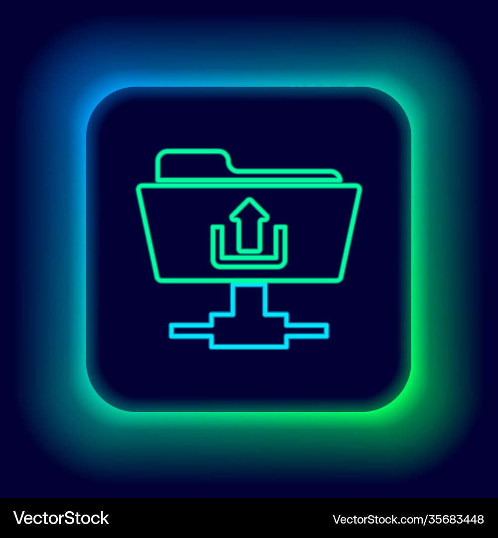 Glowing neon line ftp folder upload icon isolated Glowing neon line ftp folder upload icon isolated vector image