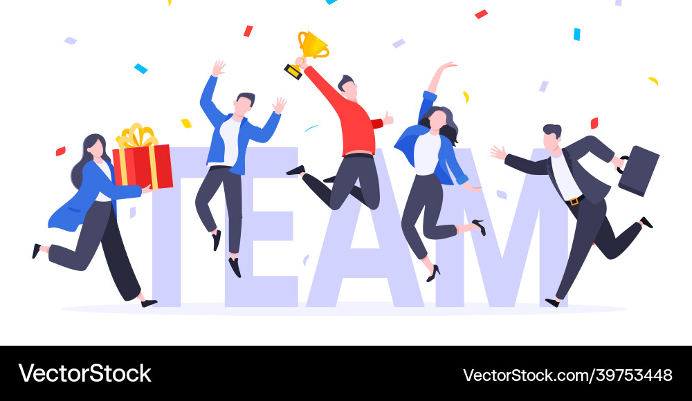 Happy Business Mitarbeiter Team Gewinner Auszeichnung Happy Business Mitarbeiter Team Gewinner Auszeichnung vektorbild