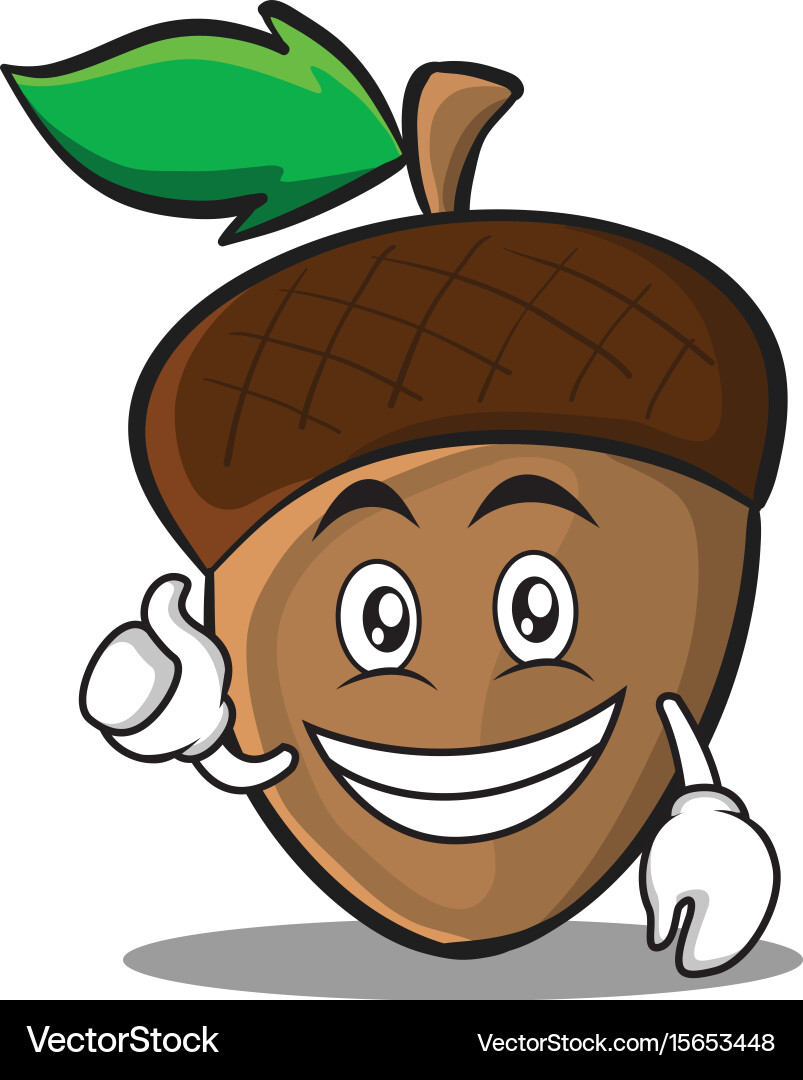 Optimistic acorn cartoon character style Vector Image