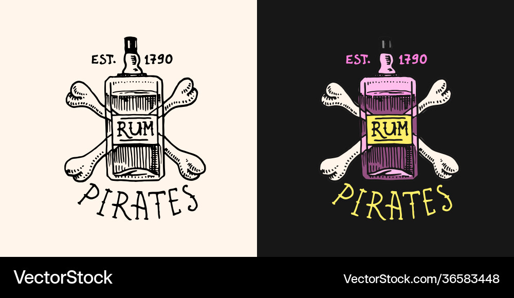 Pirate Rum auf einem Hintergrund Knochen Logo marine Pirate Rum auf einem Hintergrund Knochen Logo marine vektorbild
