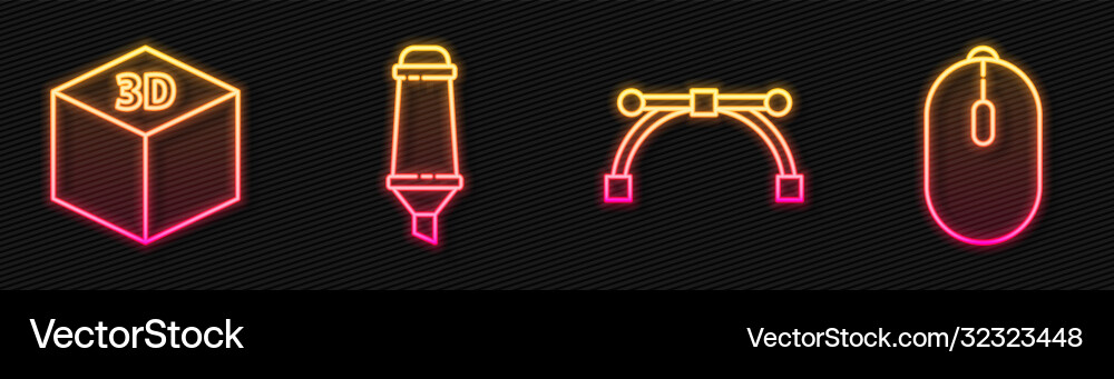 Set line bezier curve isometric cube marker pen Set line bezier curve isometric cube marker pen vector image