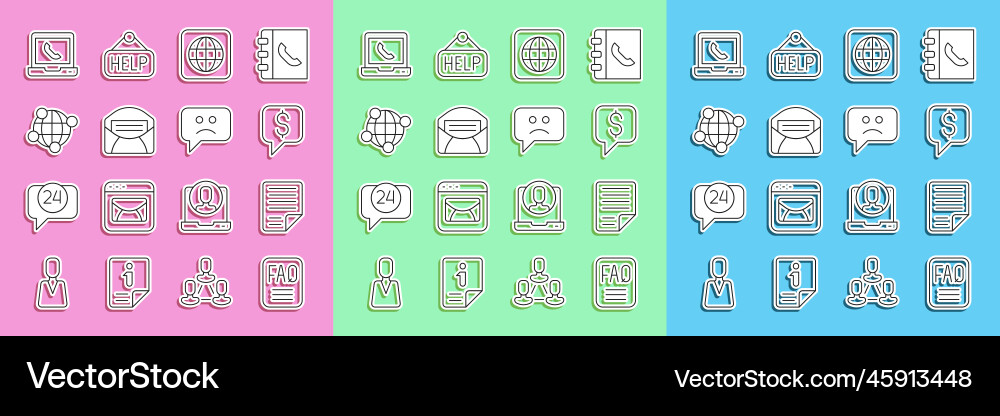 Set line faq information file document paid Set line faq information file document paid vector image