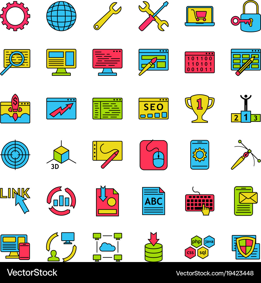 Set of web development icons internet icon vector image