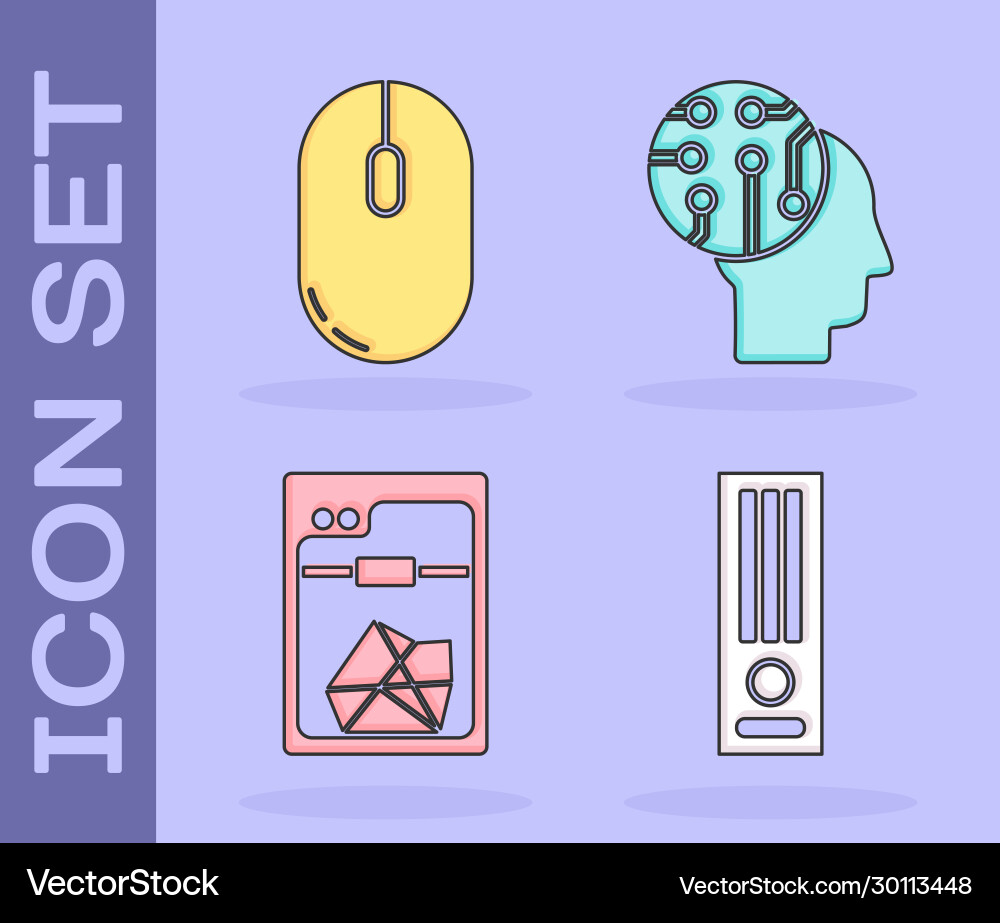 Set video game console computer mouse 3d printer Set video game console computer mouse 3d printer vector image