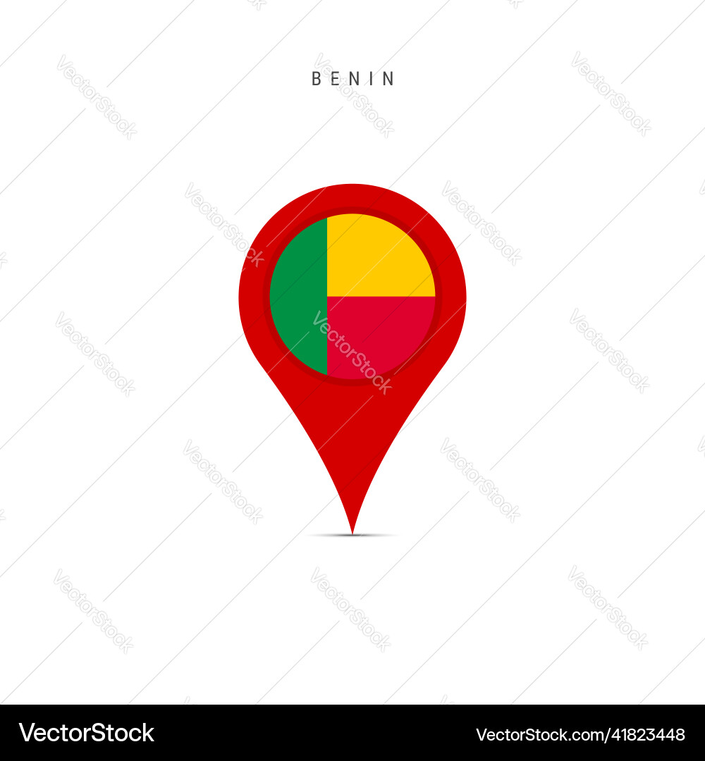 Teardrop map marker with flag of benin flat Teardrop map marker with flag of benin flat vector image