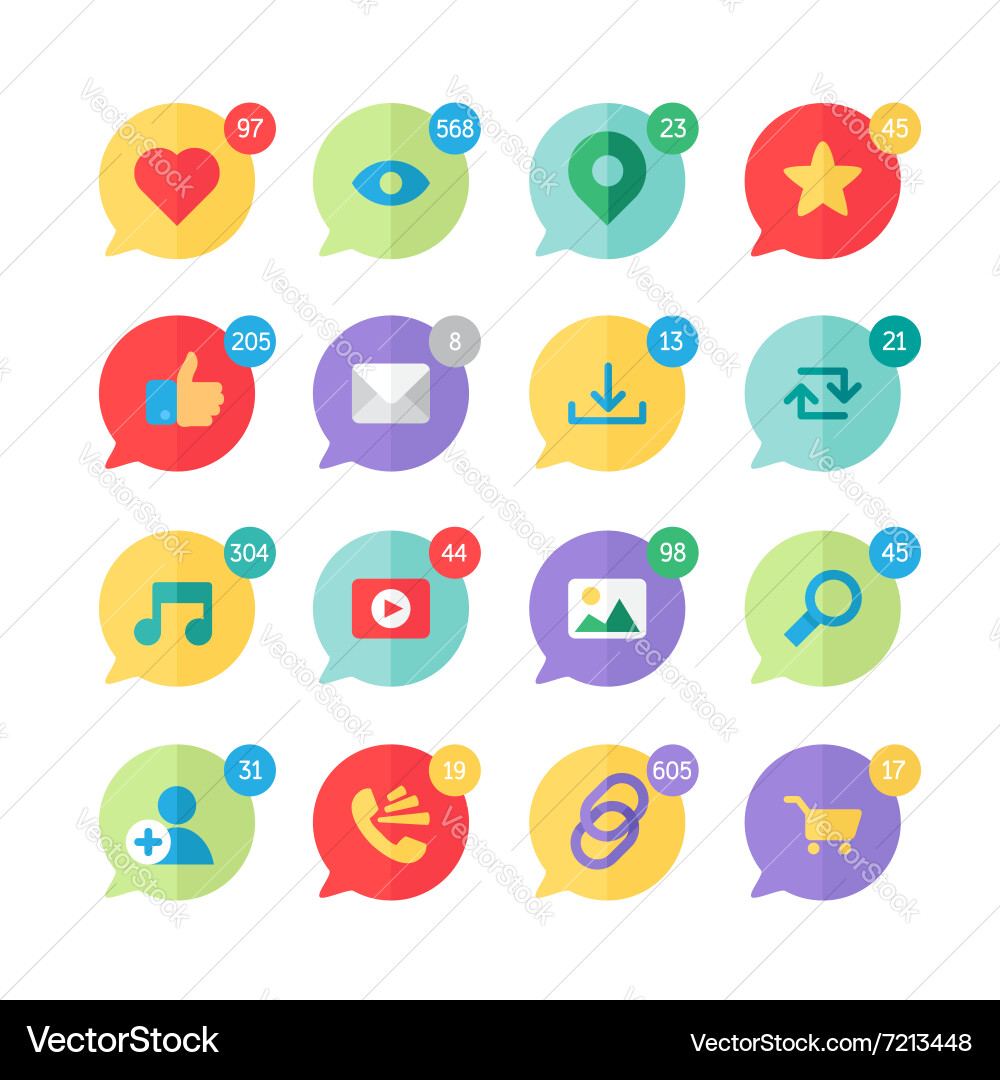 Web virtual socail network icons Vector Image