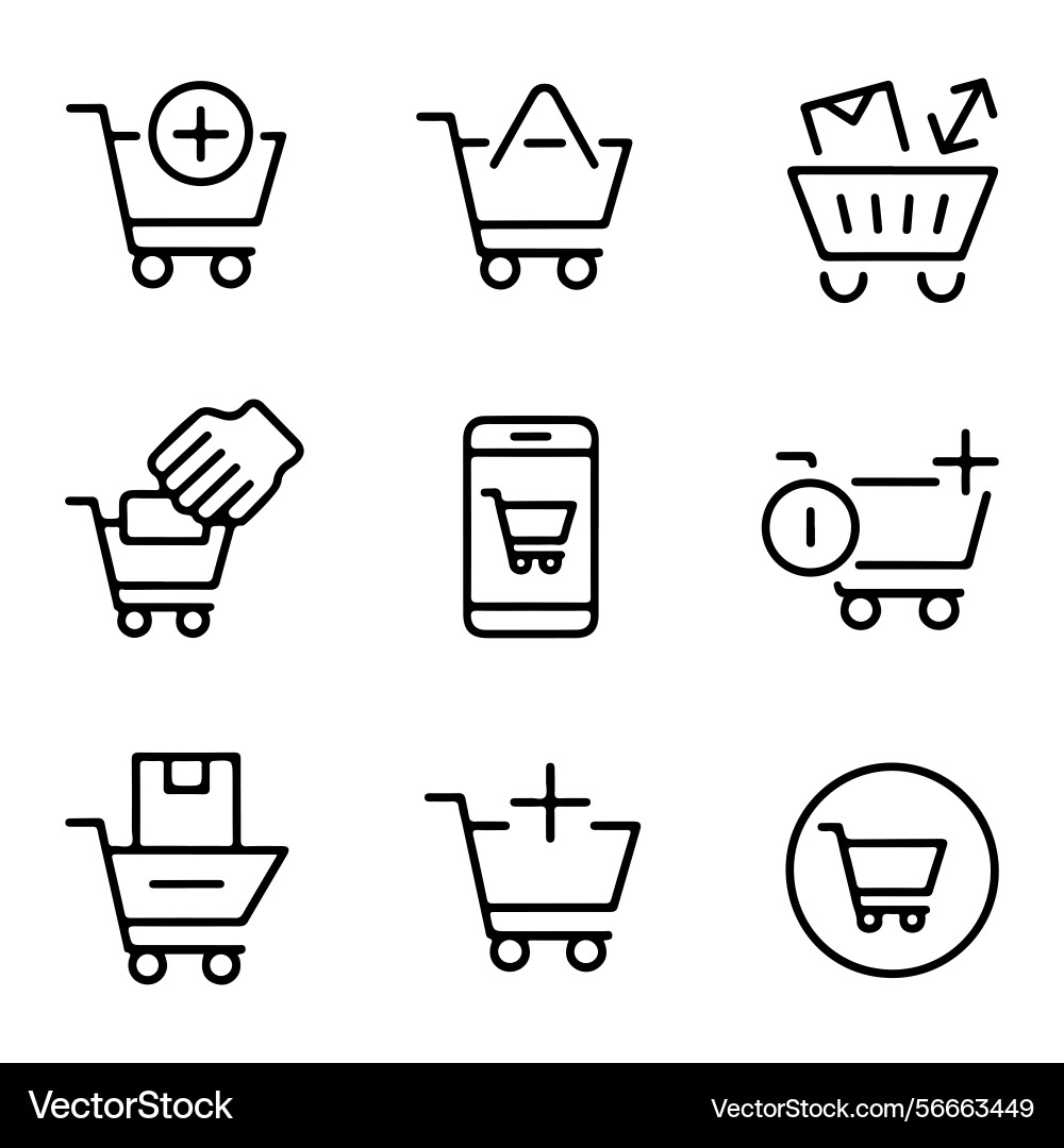 Add to cart icon set vector image