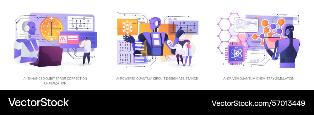 Ai solutions in quantum computing abstract concept Ai solutions in quantum computing abstract concept vector image