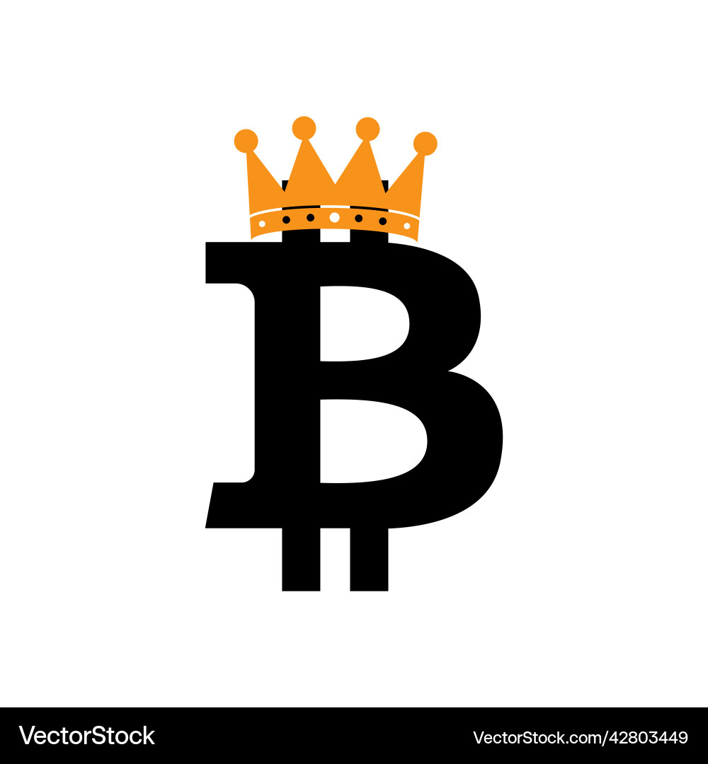 Bitcoin crypto currency blockchain with a crown vector image
