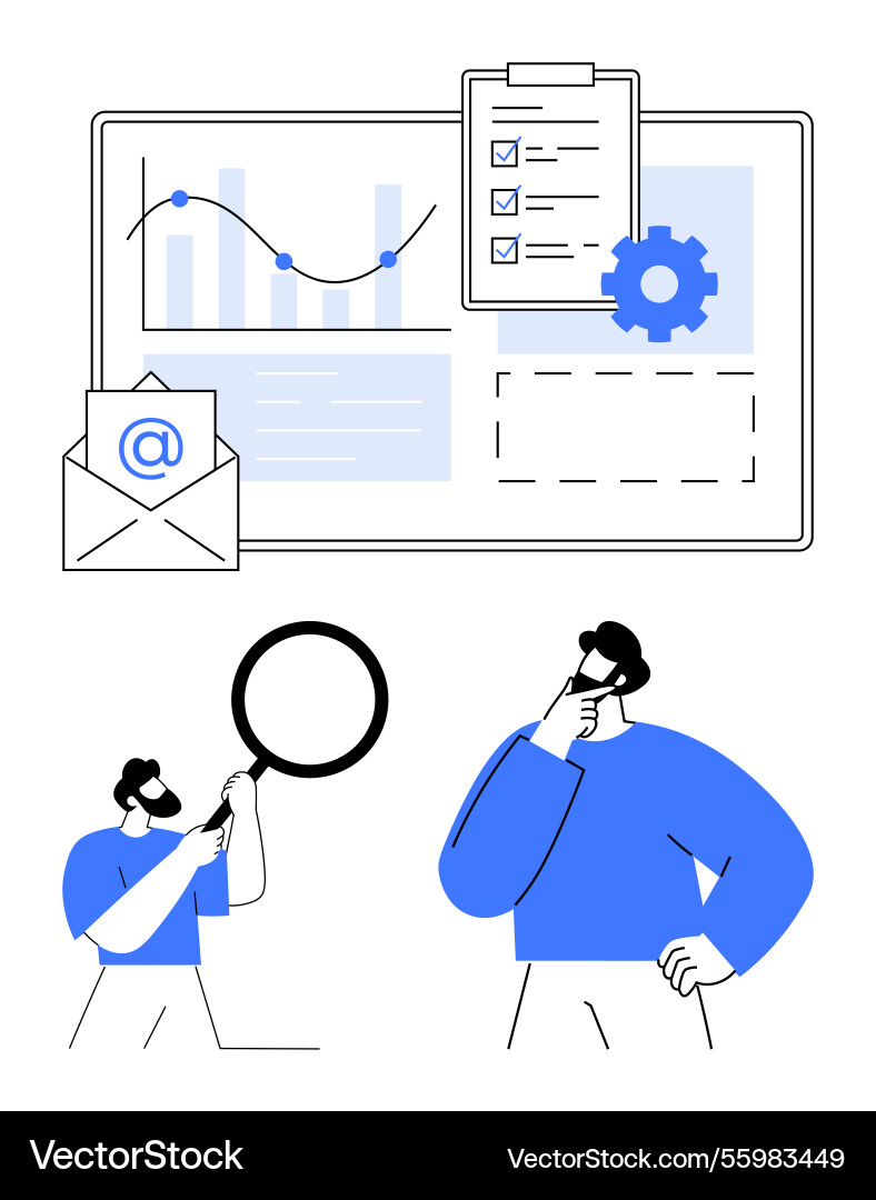 Business analysis with data visualization email Business analysis with data visualization email vector image