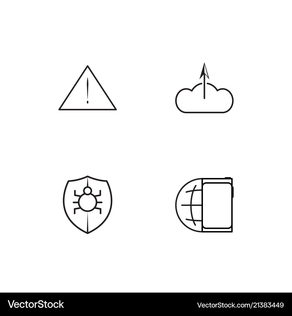 Cyber security linear icons set simple outline vector image