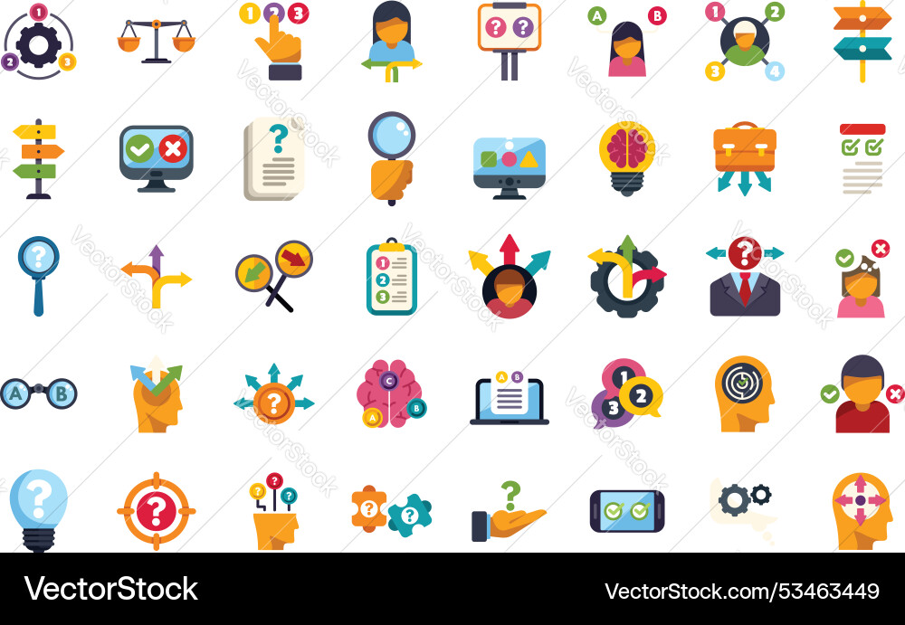 Decision making process solving problems Decision making process solving problems vector image