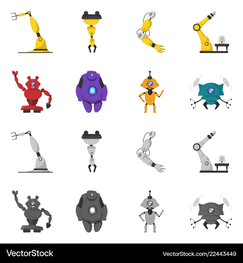 Design of robot and factory logo set Design of robot and factory logo set vector image
