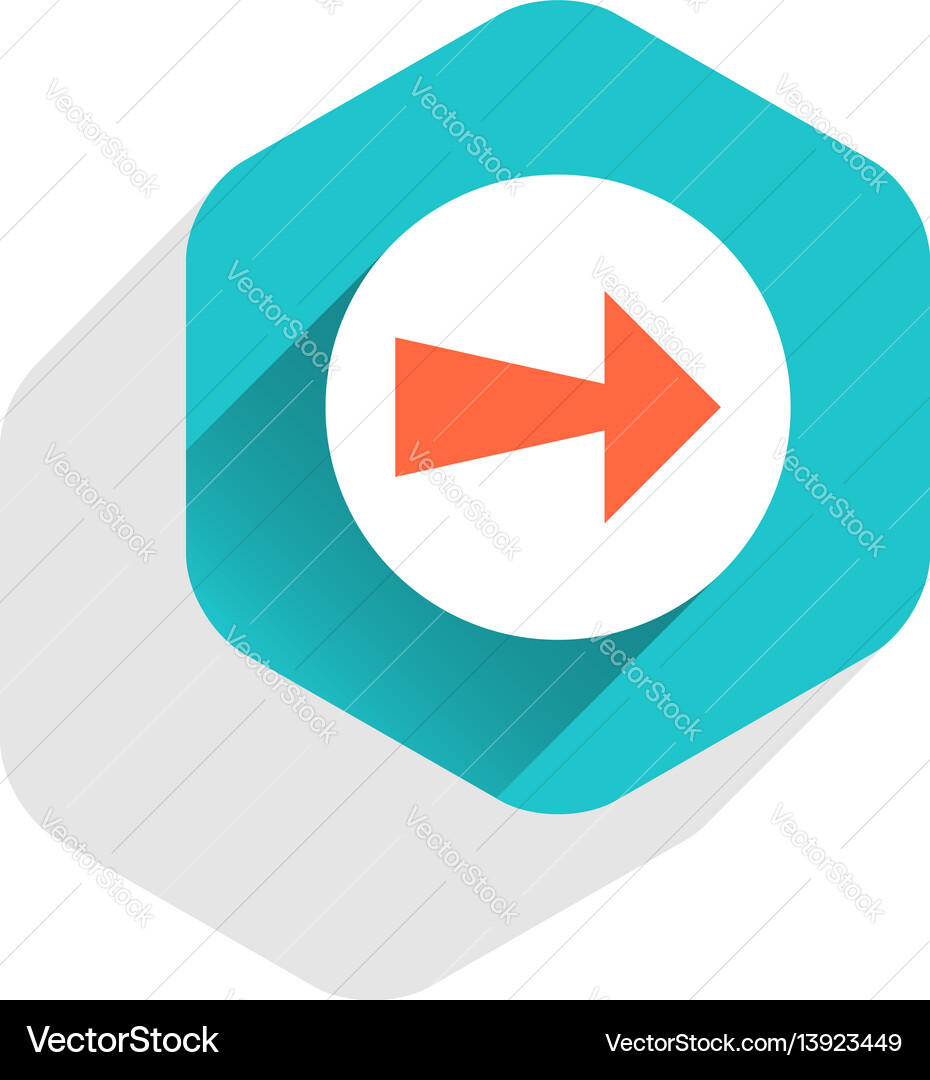 Flat arrow sign round icon hexagon button vector image