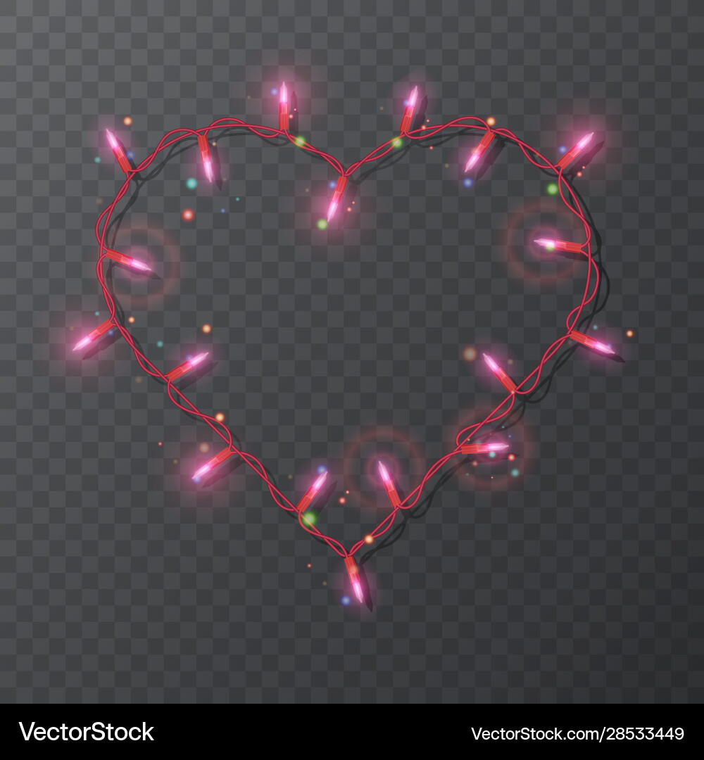 Frame in form heart with realistic lights Frame in form heart with realistic lights vector image