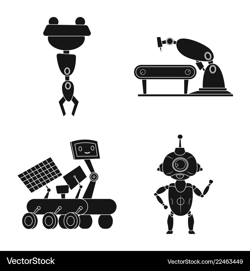 Isolated object of robot and factory icon set Isolated object of robot and factory icon set vector image