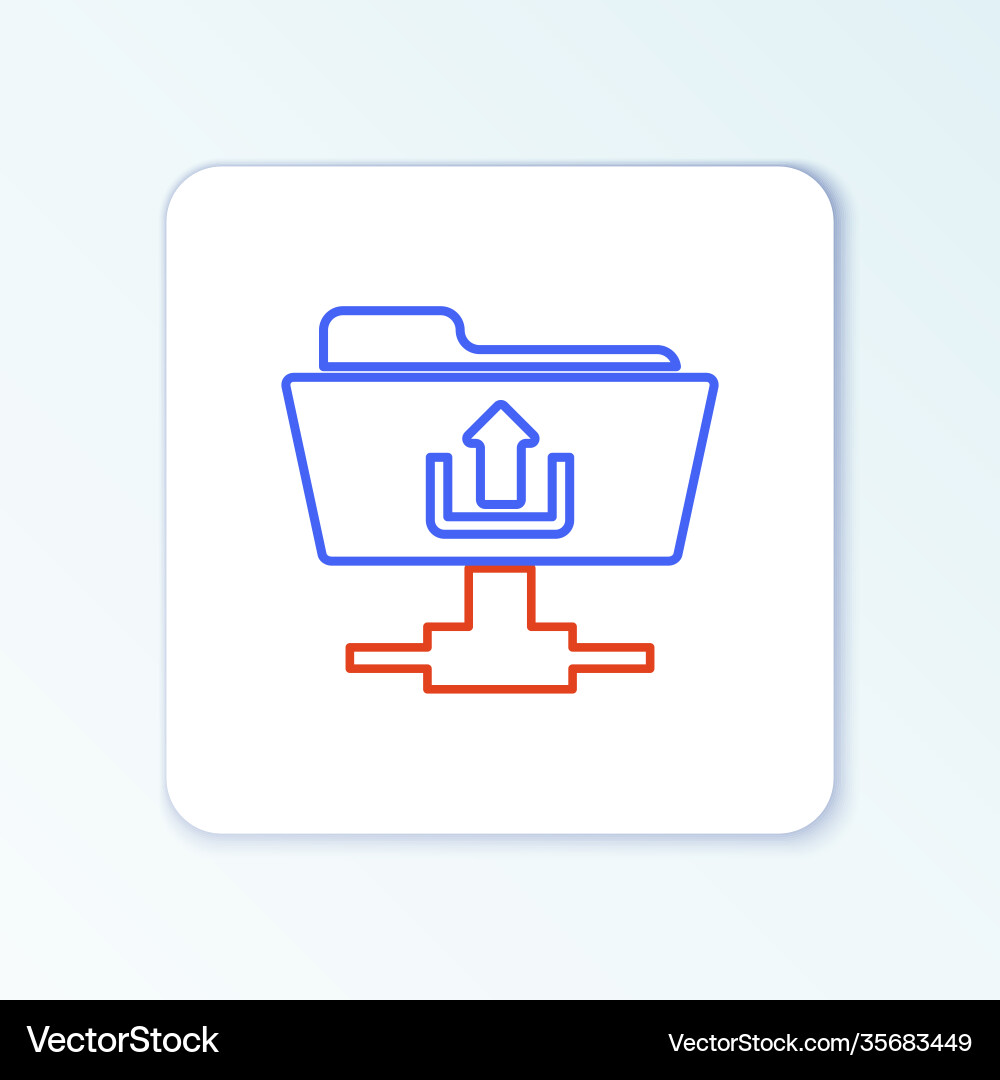 Line ftp folder upload icon isolated on white Line ftp folder upload icon isolated on white vector image