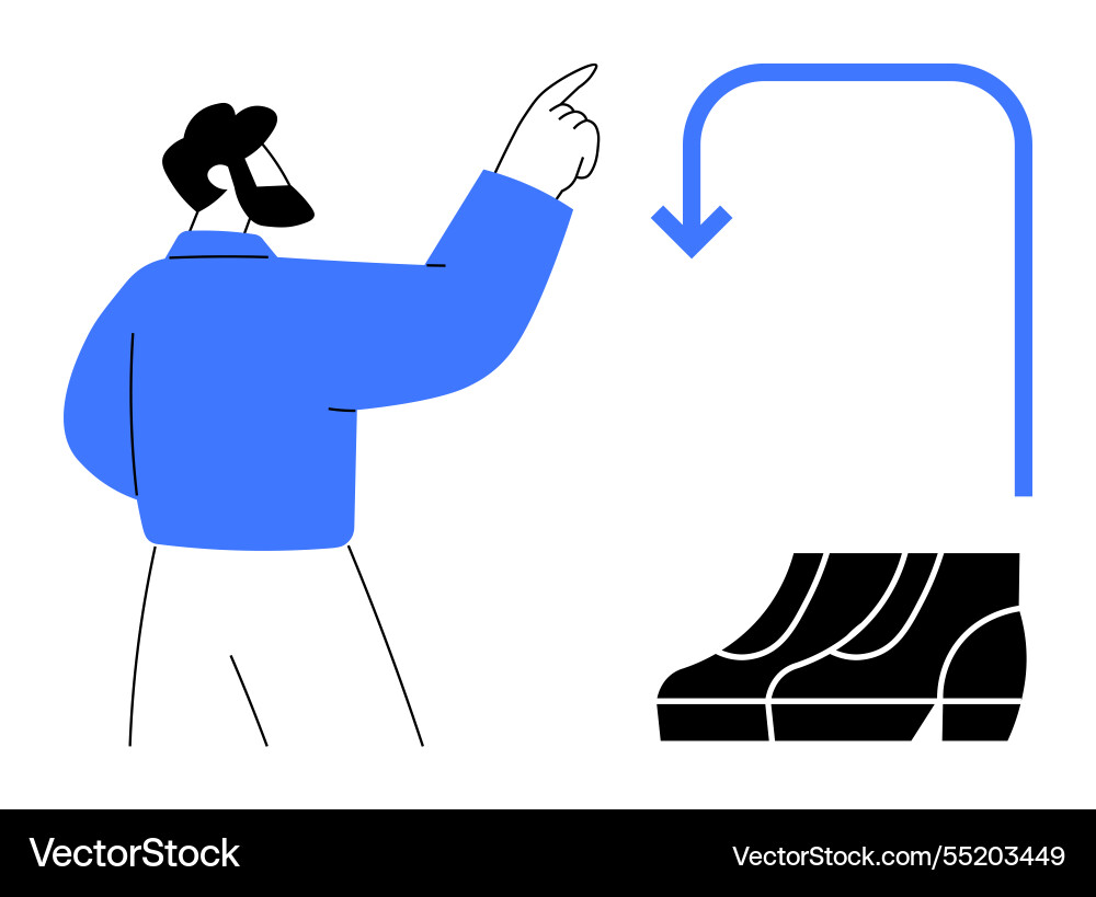 Man pointing at graph and arrow indicating decline Vector Image