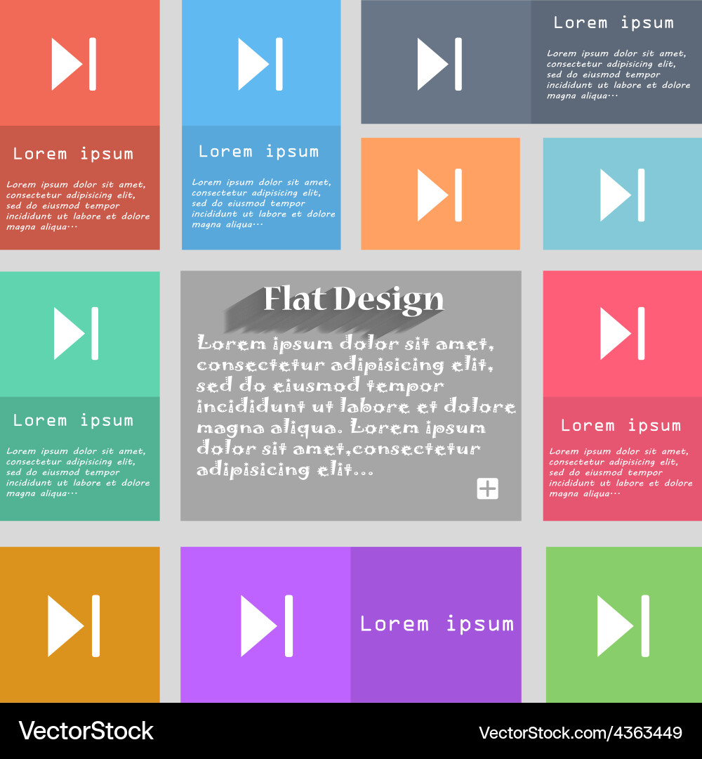 Next track icon sign set of multicolored buttons vector image
