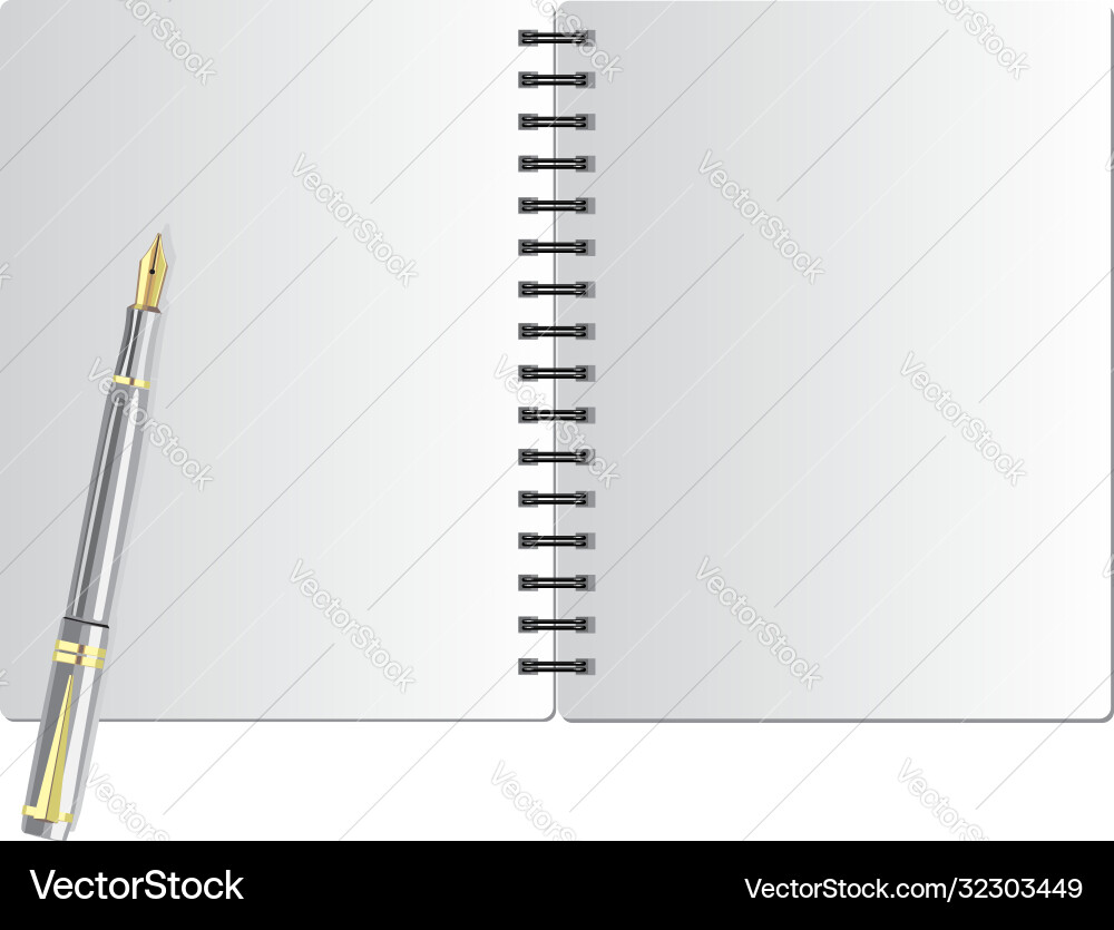 Open Notebook with Pen on Spring Vector Image