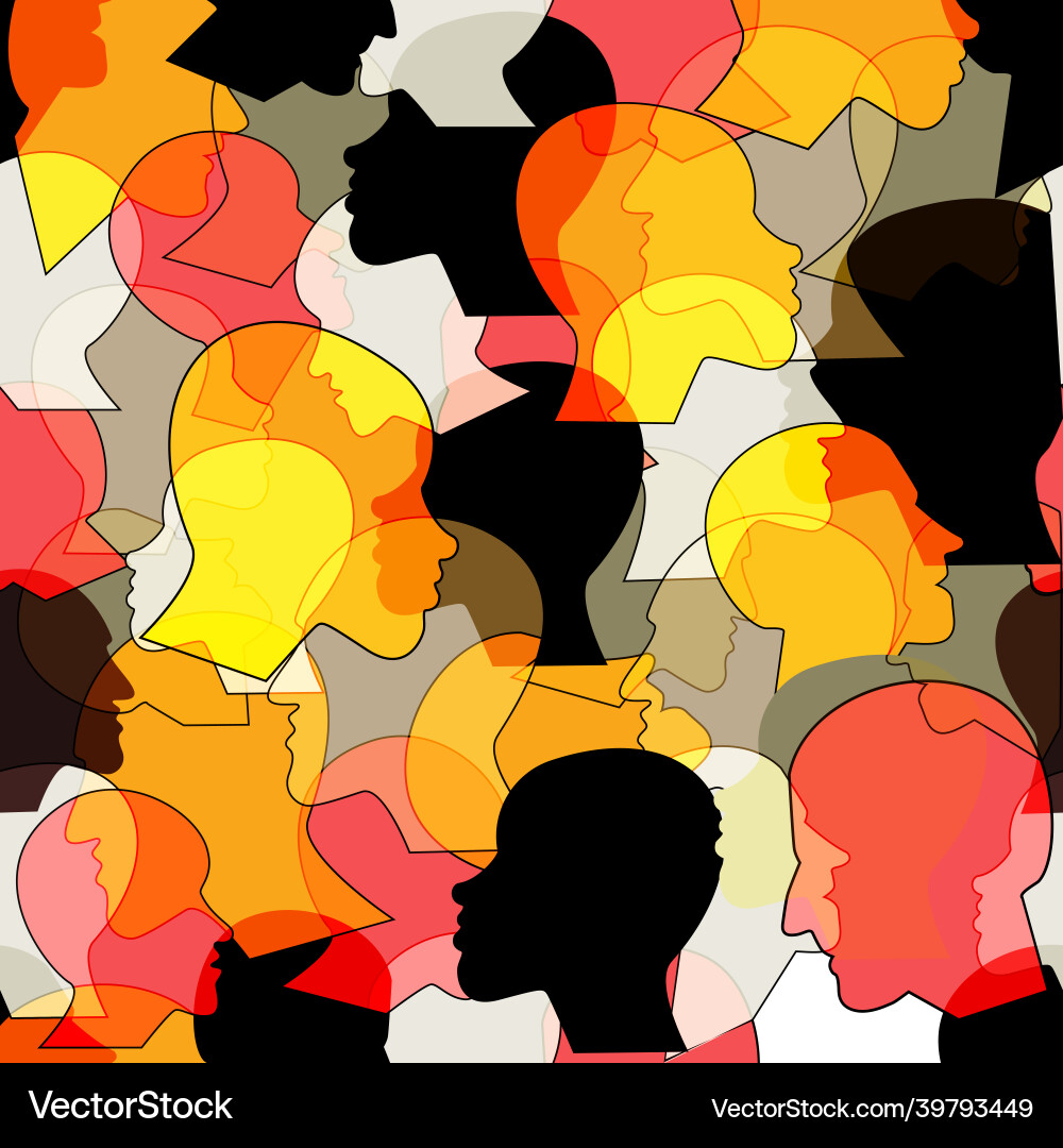 Seamless pattern of a crowd many different Seamless pattern of a crowd many different vector image