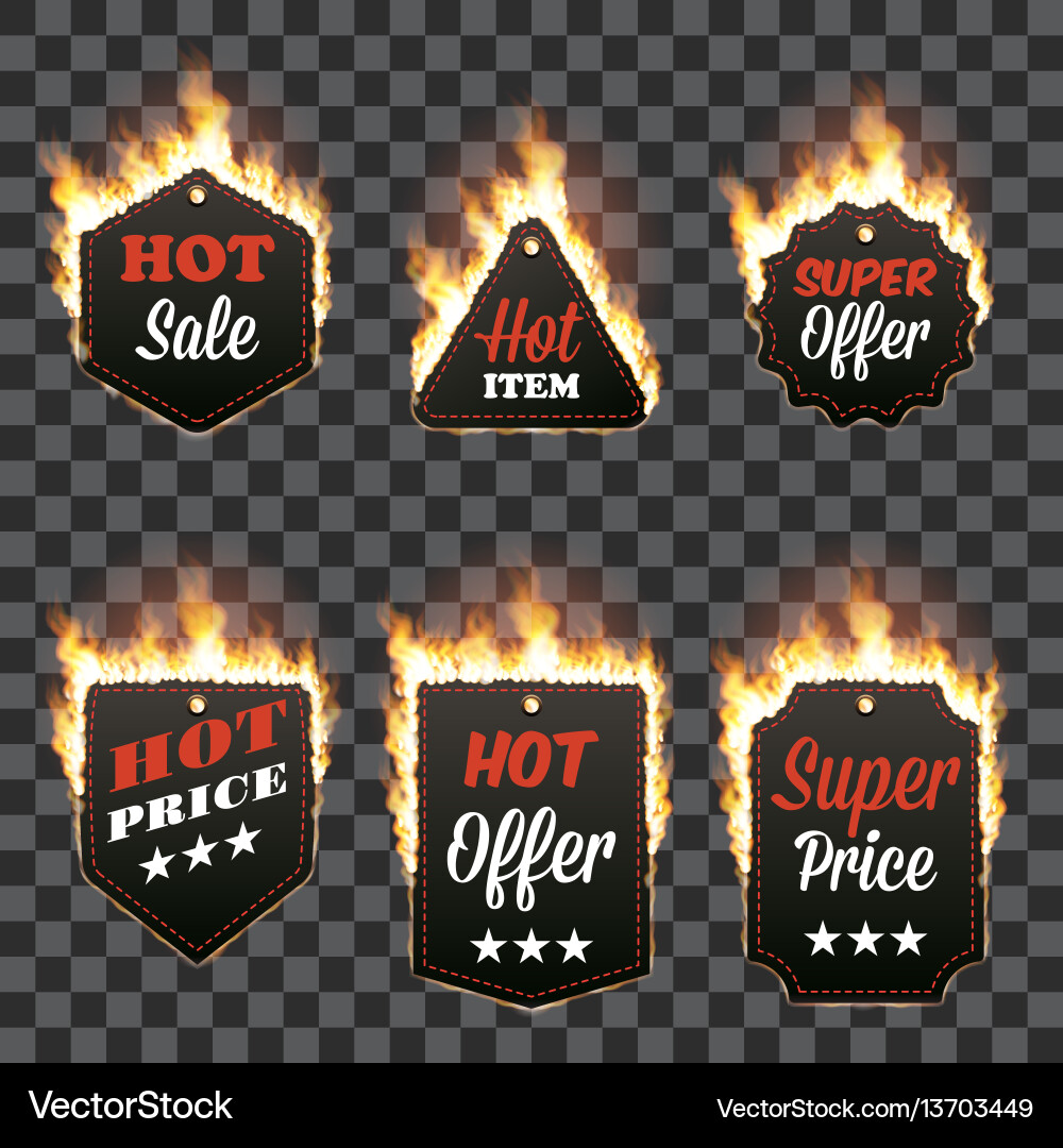 Set of six horizontal frames surrounded with flame Set of six horizontal frames surrounded with flame vector image