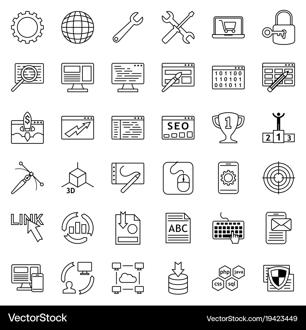 Set of web development icons internet icon Vector Image