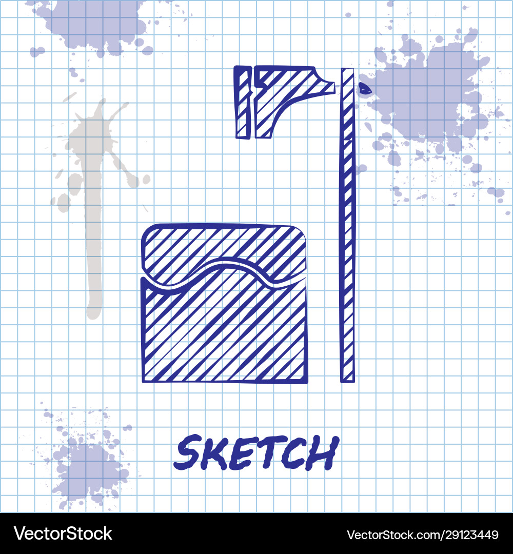 Sketch Linienausführung Axt im Baumblock-Symbol Sketch Linienausführung Axt im Baumblock-Symbol vektorbild