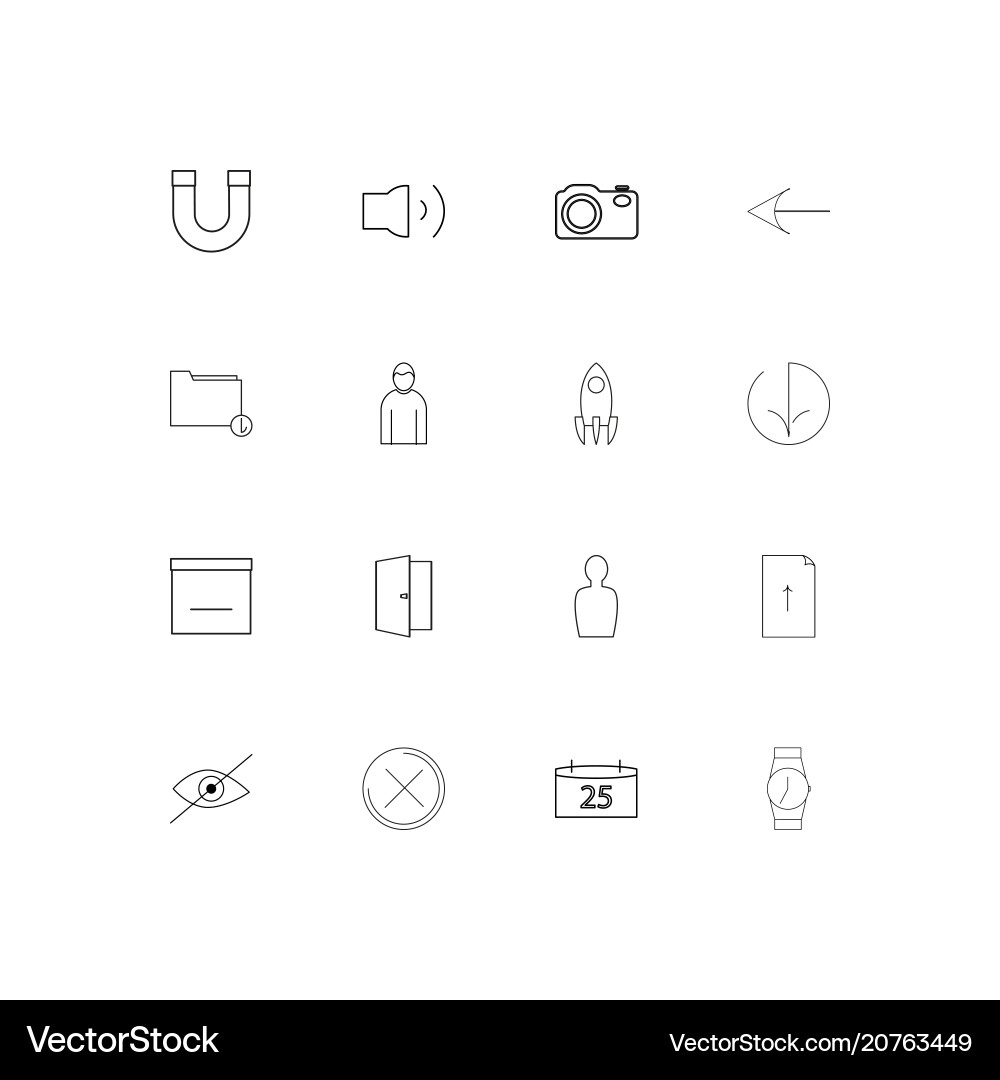 User interface linear thin icons set outlined vector image