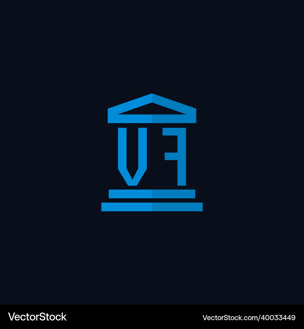 Vf initial logo monogram with simple courthouse Vector Image