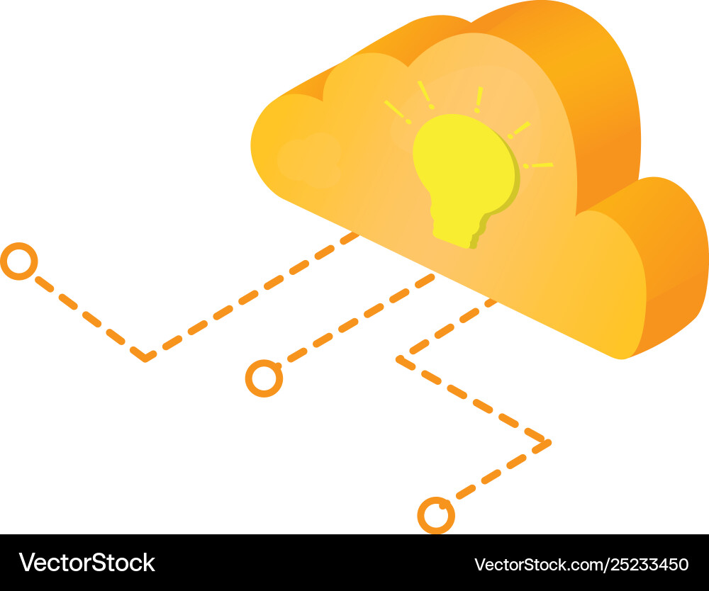 3d cloud computing icon with a lightbulb symbol 3d cloud computing icon with a lightbulb symbol vector image