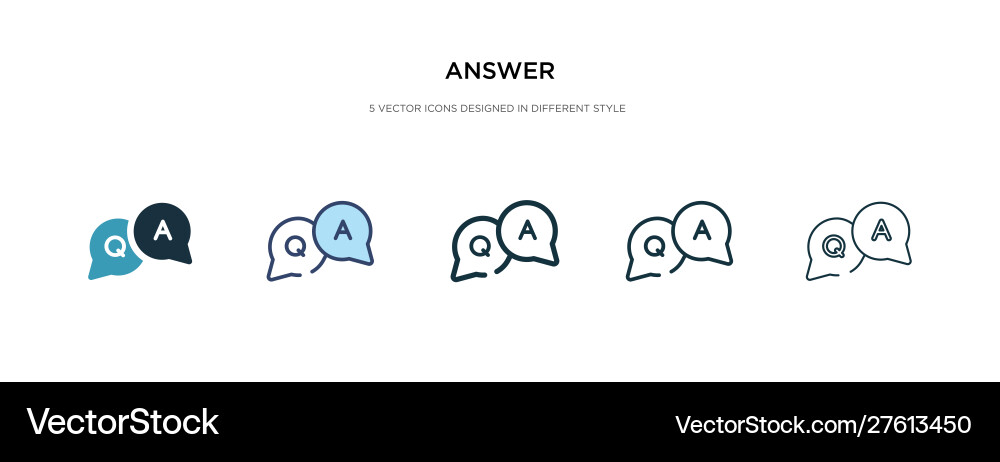 Answer icon in different style two colored Answer icon in different style two colored Vector Image