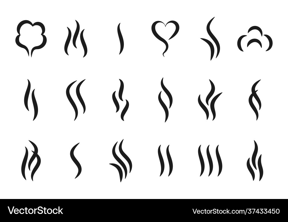 Aroma steam logo vapor or smell icons hot vector image