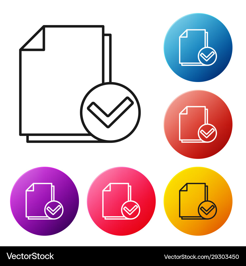 Black line document and check mark icon isolated Black line document and check mark icon isolated vector image