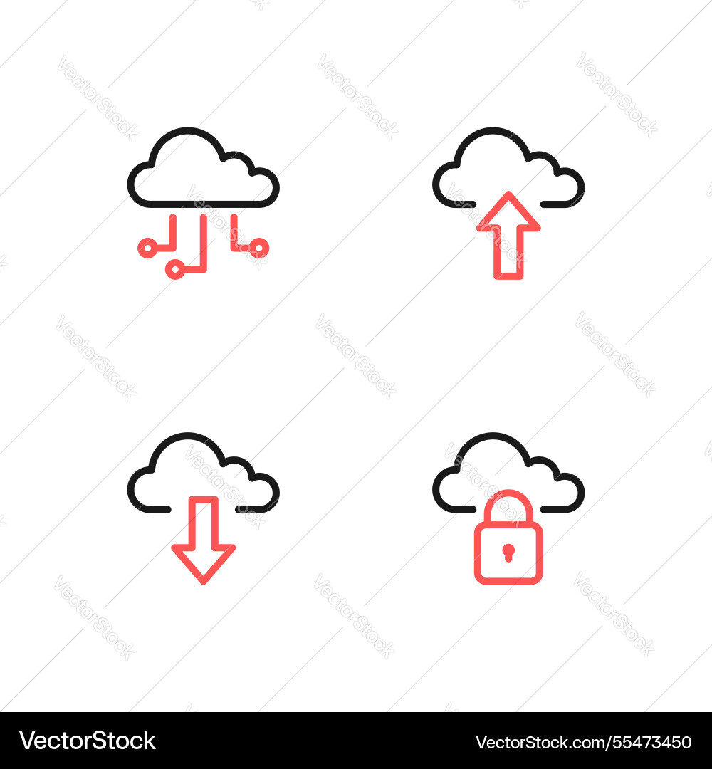 Cloud computing icon set network Cloud computing icon set network vector image