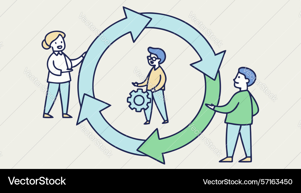 Collaborative cycle of continuous improvement vector image