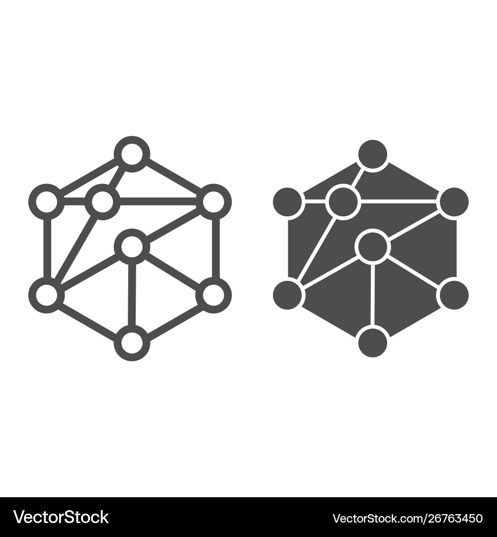 Cube network line and glyph icon blockchain Cube network line and glyph icon blockchain vector image
