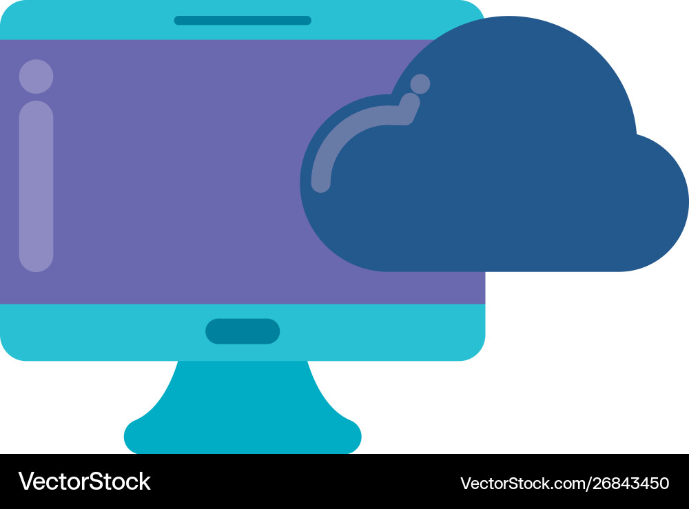 Desktop computer with cloud computing vector image