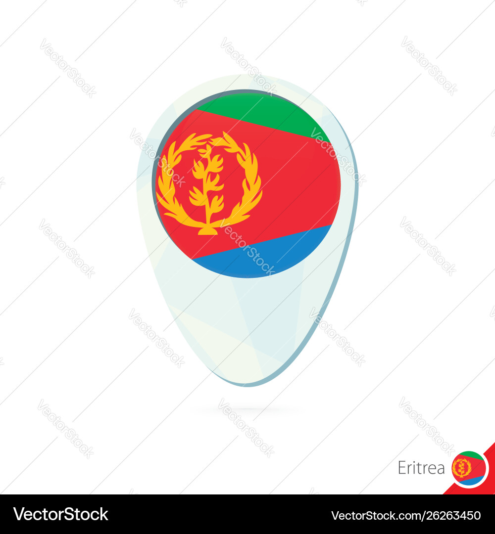 Eritrea flag location map pin icon on white Eritrea flag location map pin icon on white vector image