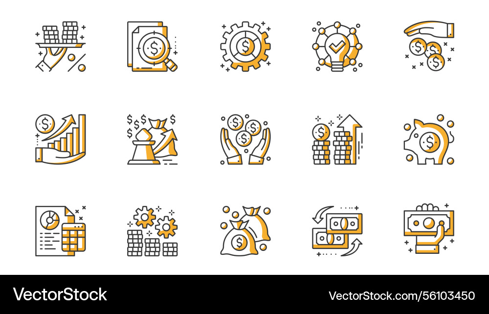 Finance icons set in outline stroke design for web Finance icons set in outline stroke design for web vector image