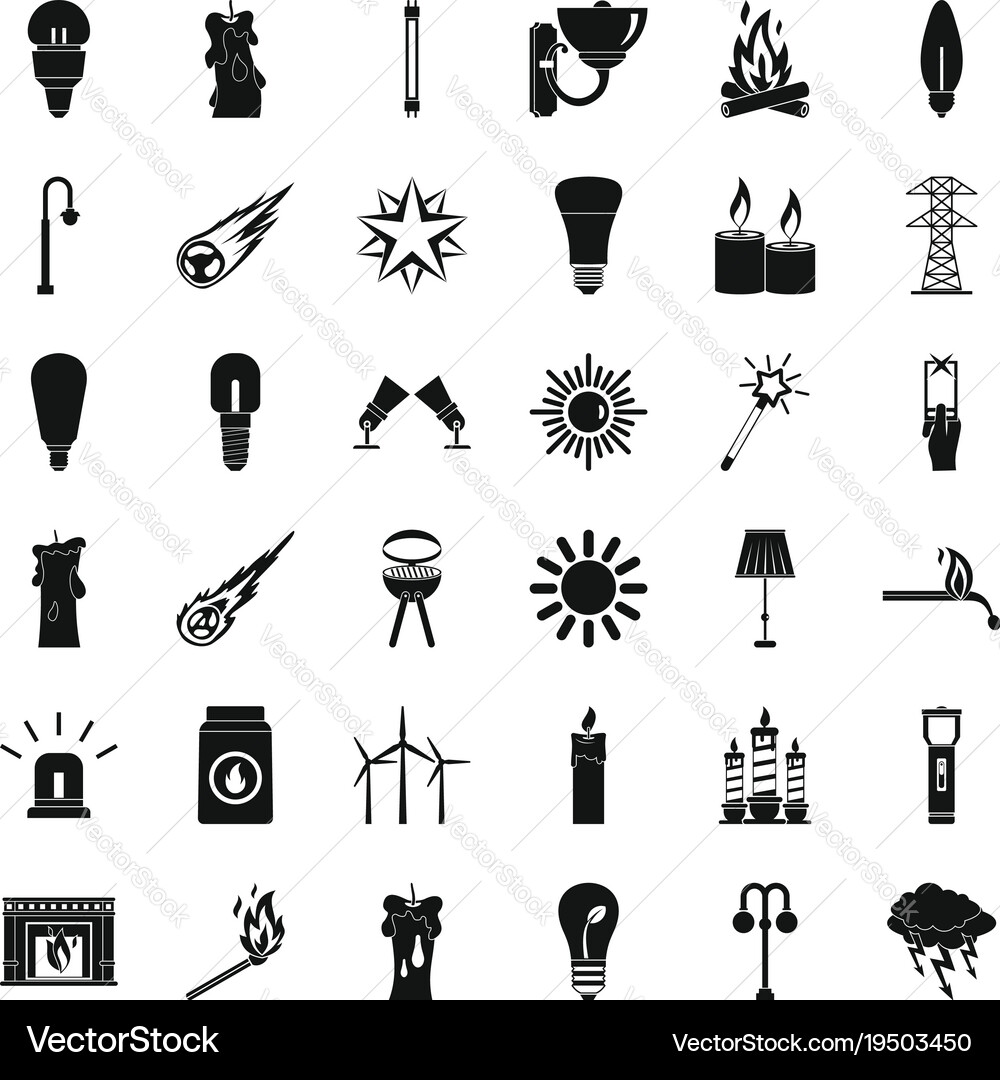 Light source icons set simple style Vector Image