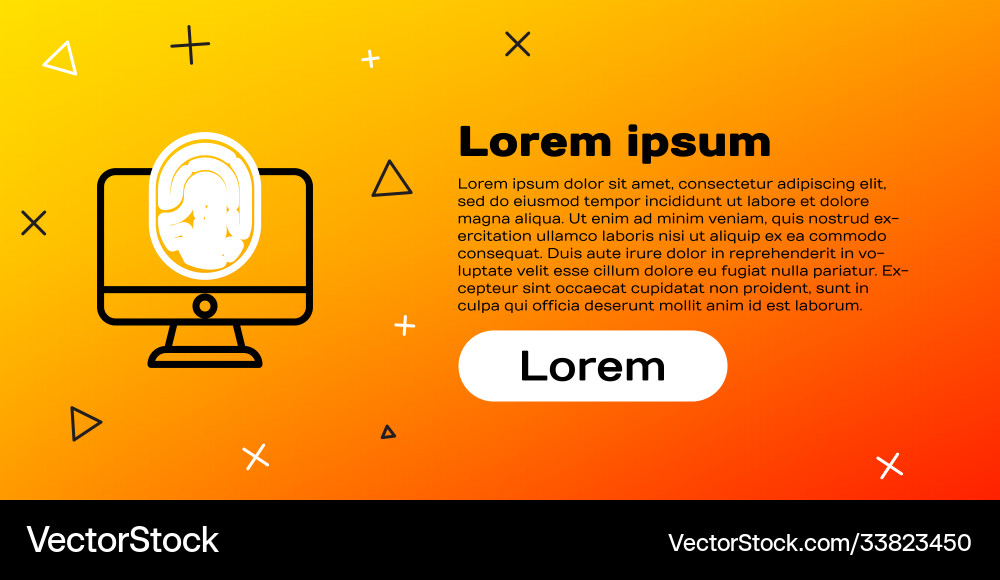 Line monitor with fingerprint icon isolated Vector Image