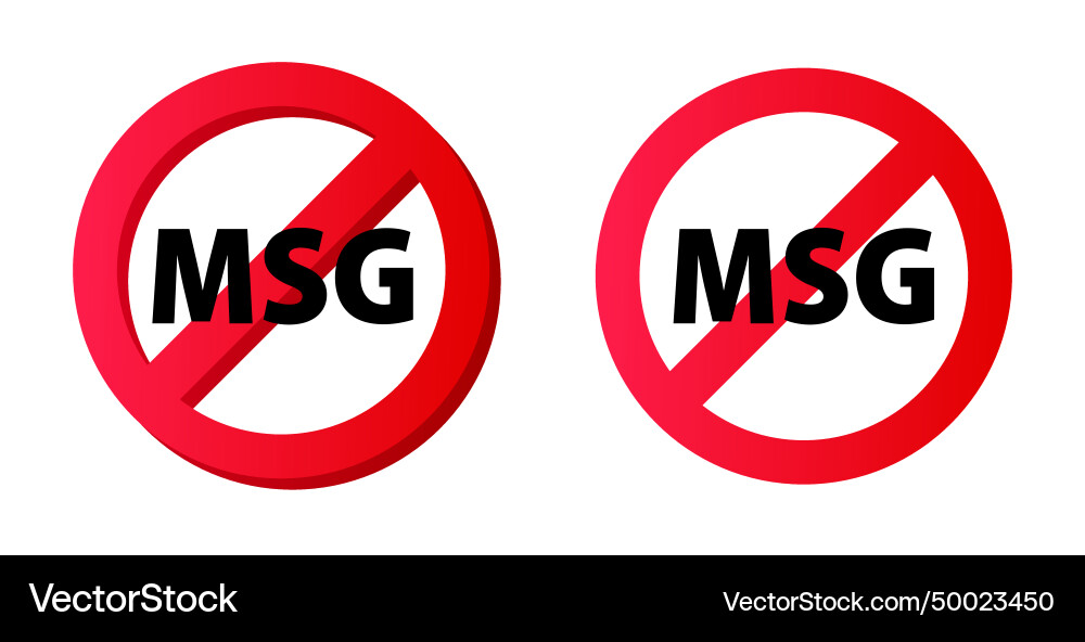 No msg sign free monosodium glutamate No msg sign free monosodium glutamate vector image
