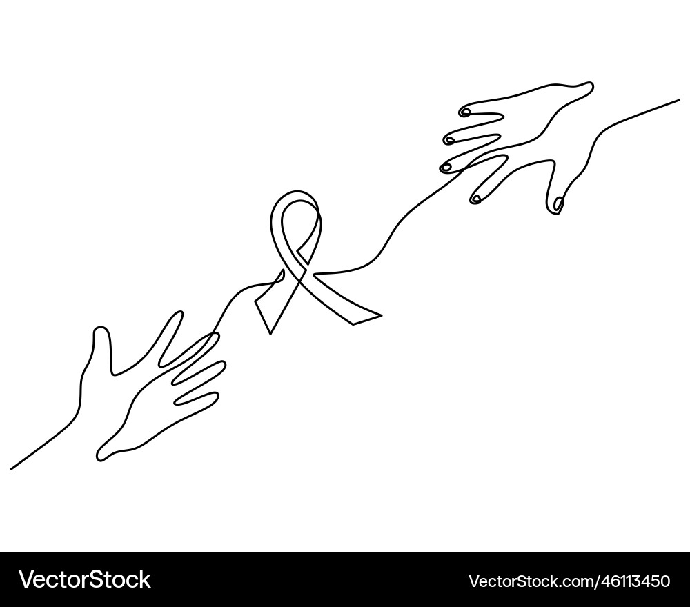 One single continuous line of two hands One single continuous line of two hands Vector Image
