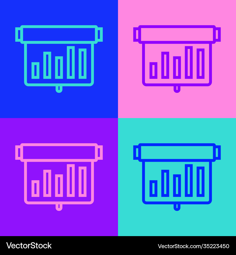 Pop art line board with graph chart icon isolated Pop art line board with graph chart icon isolated vector image